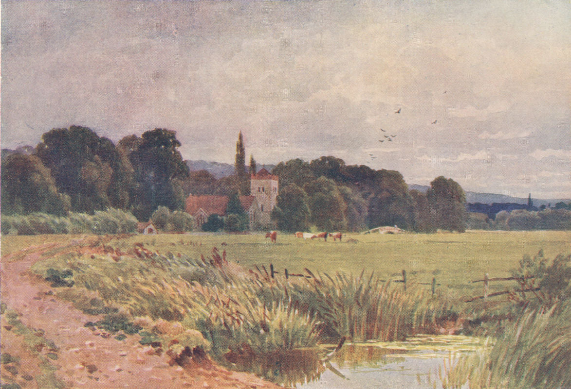 Bisham, Berkshire by Sutton Palmer 1920 old antique vintage print picture